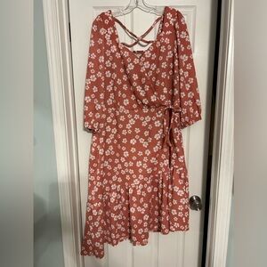 Cato Women’s Wrap Wrap Dress Ruffed‎ Hem Hangs Lower On One Side Size 18/20
